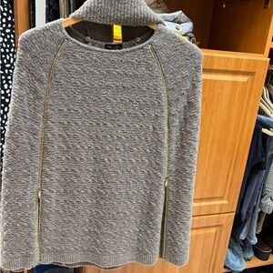 Escada Women's Gray Sweater with Gold Accents